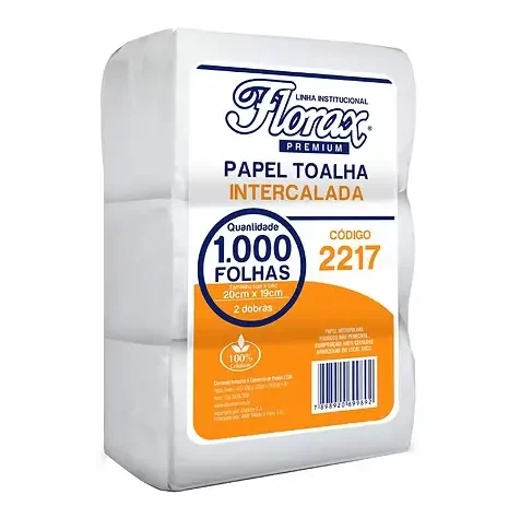Toalhas de Papel Interfolhada Cód. 2217 Premium 20cm x 19cm Contém 1.000 folhas